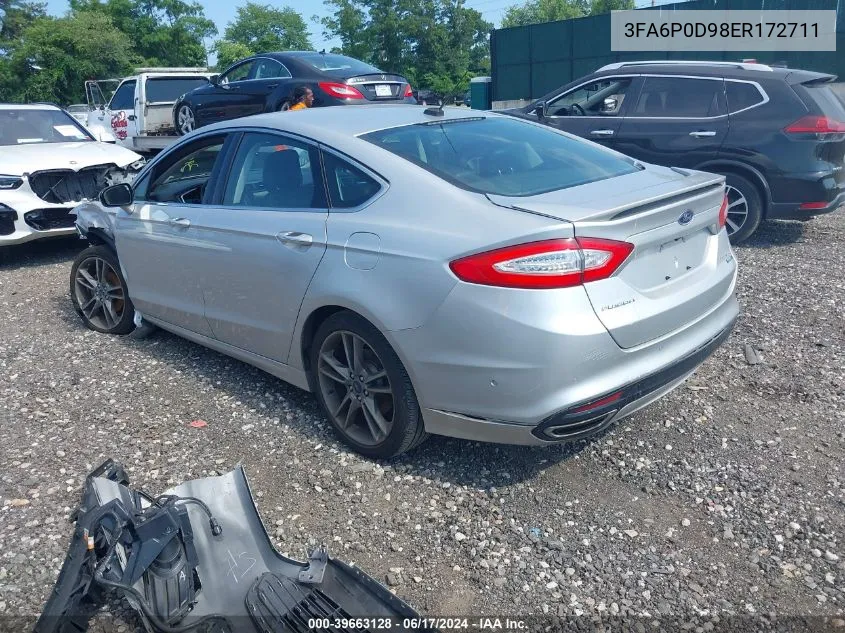 2014 Ford Fusion Titanium VIN: 3FA6P0D98ER172711 Lot: 39663128