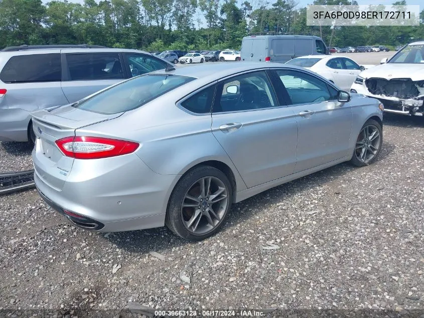 2014 Ford Fusion Titanium VIN: 3FA6P0D98ER172711 Lot: 39663128