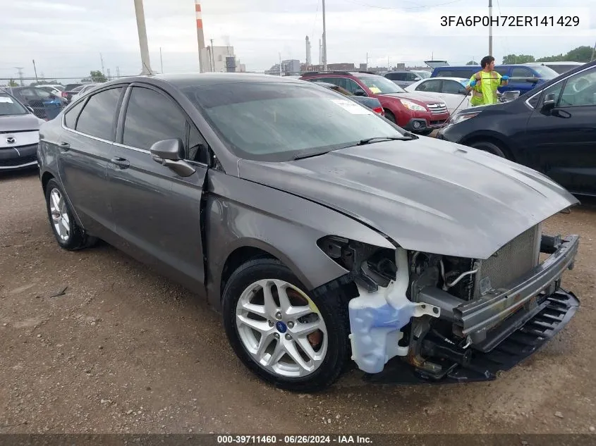 2014 Ford Fusion Se VIN: 3FA6P0H72ER141429 Lot: 39711460