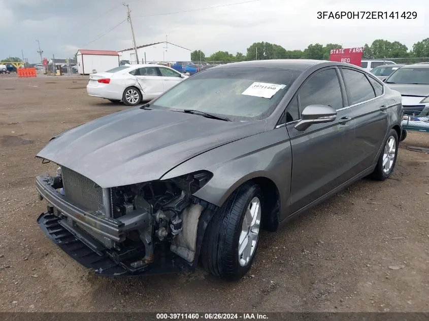 2014 Ford Fusion Se VIN: 3FA6P0H72ER141429 Lot: 39711460