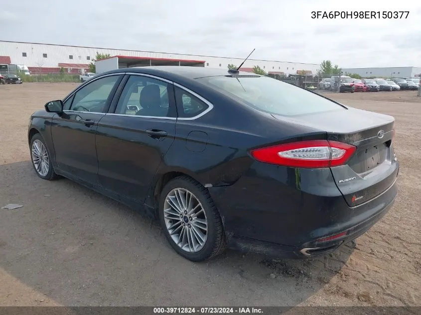 2014 Ford Fusion Se VIN: 3FA6P0H98ER150377 Lot: 39712824