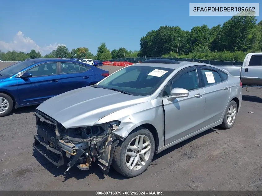 2014 Ford Fusion Se VIN: 3FA6P0HD9ER189662 Lot: 39716379