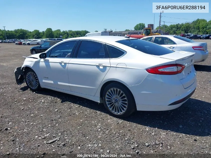 3FA6P0RU6ER288194 2014 Ford Fusion Hybrid Titanium