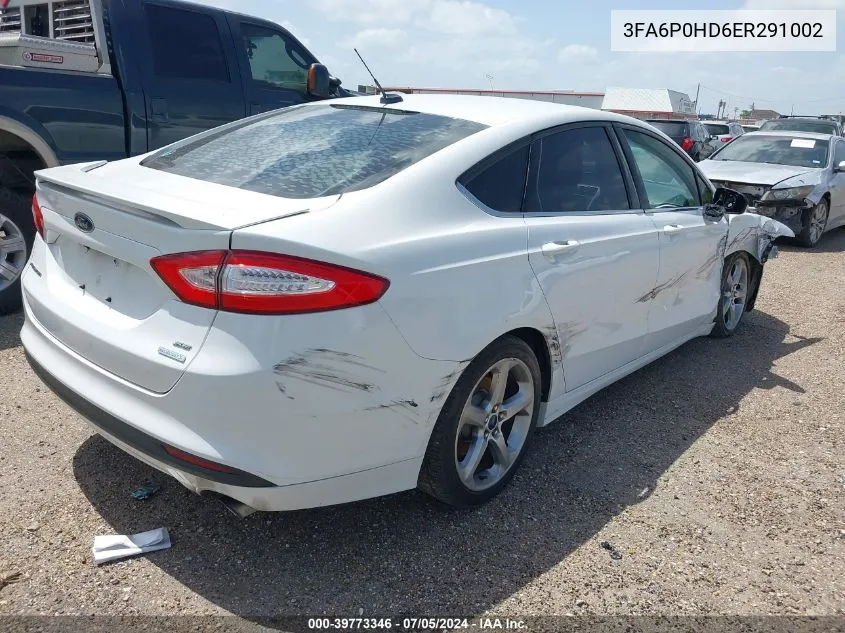 2014 Ford Fusion Se VIN: 3FA6P0HD6ER291002 Lot: 39773346