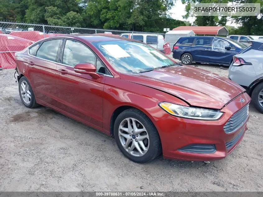 2014 Ford Fusion Se VIN: 3FA6P0H70ER155037 Lot: 39788631