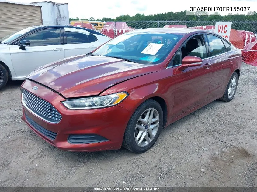 2014 Ford Fusion Se VIN: 3FA6P0H70ER155037 Lot: 39788631