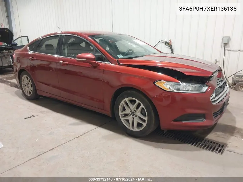 2014 Ford Fusion Se VIN: 3FA6P0H7XER136138 Lot: 39792148