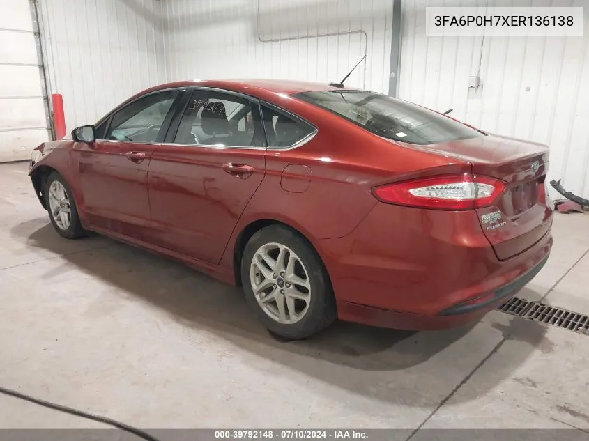 3FA6P0H7XER136138 2014 Ford Fusion Se