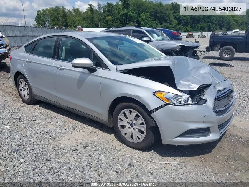 2014 Ford Fusion S VIN: 1FA6P0G74E5403827 Lot: 39819533