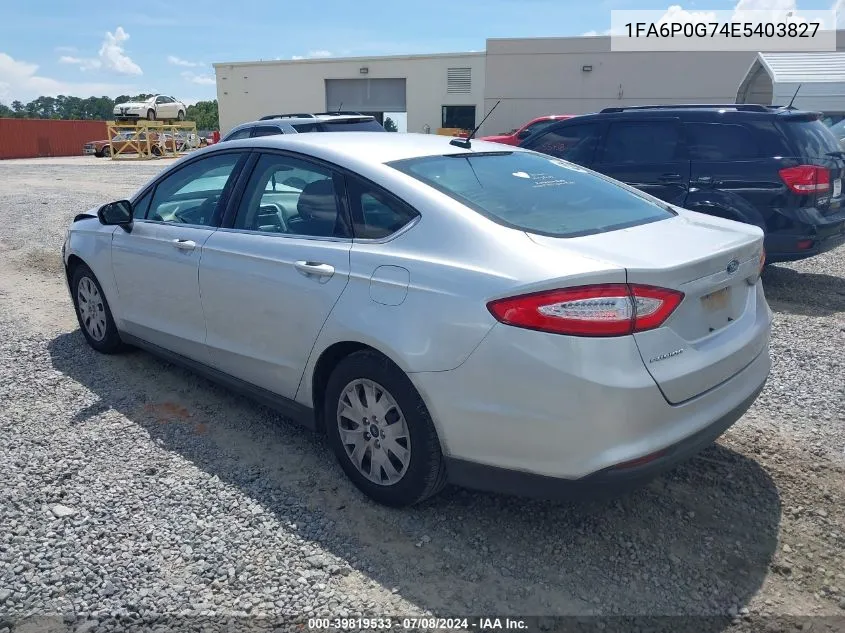 2014 Ford Fusion S VIN: 1FA6P0G74E5403827 Lot: 39819533