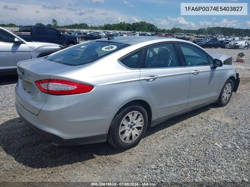 2014 Ford Fusion S VIN: 1FA6P0G74E5403827 Lot: 39819533