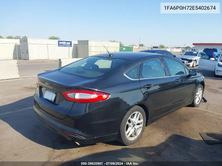 2014 Ford Fusion Se VIN: 1FA6P0H72E5402674 Lot: 39820987