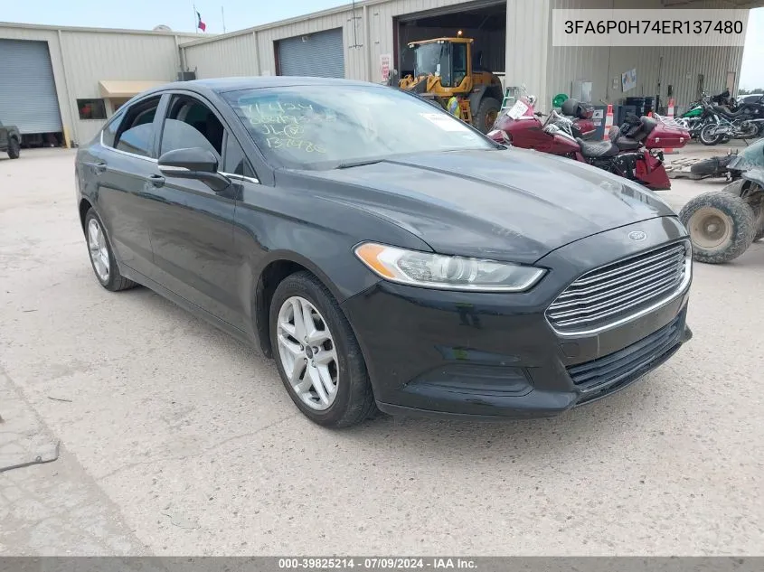 2014 Ford Fusion Se VIN: 3FA6P0H74ER137480 Lot: 39825214