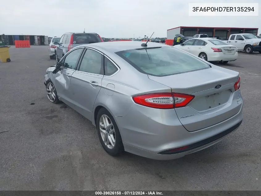 2014 Ford Fusion Se VIN: 3FA6P0HD7ER135294 Lot: 39826158