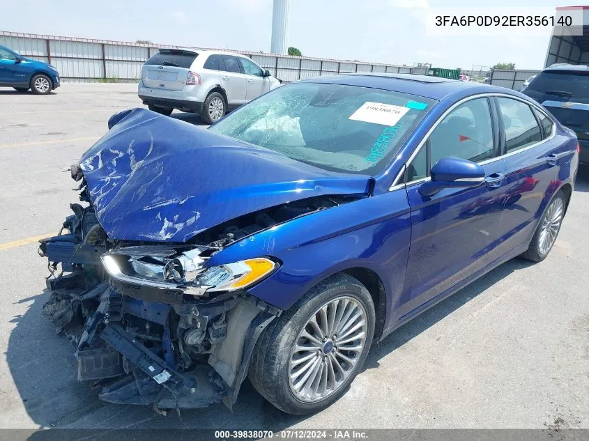 3FA6P0D92ER356140 2014 Ford Fusion Titanium