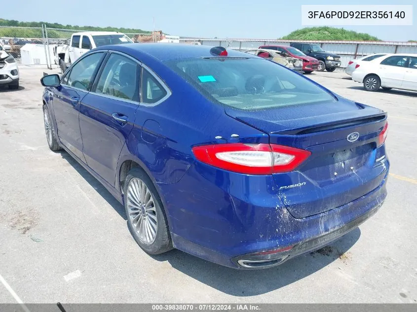 3FA6P0D92ER356140 2014 Ford Fusion Titanium