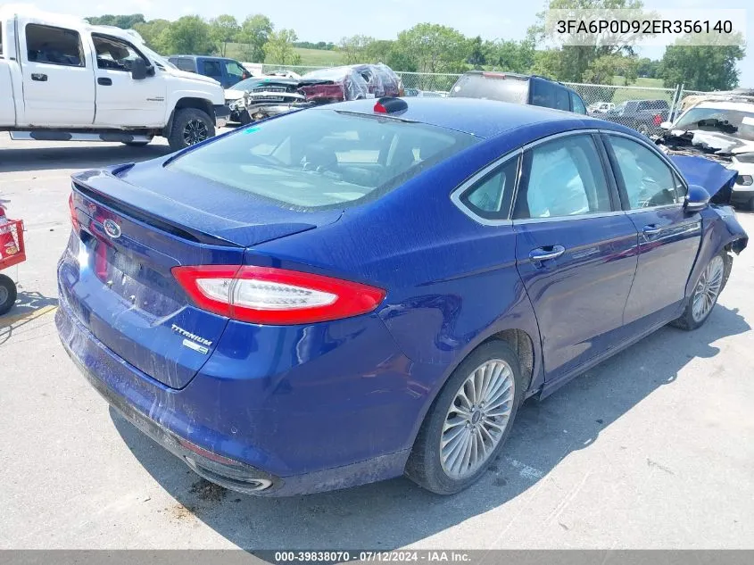 3FA6P0D92ER356140 2014 Ford Fusion Titanium