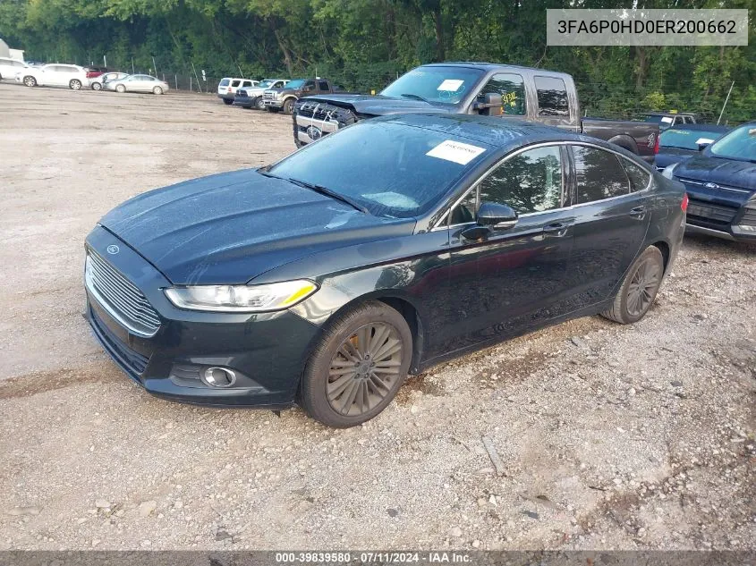 2014 Ford Fusion Se VIN: 3FA6P0HD0ER200662 Lot: 39839580