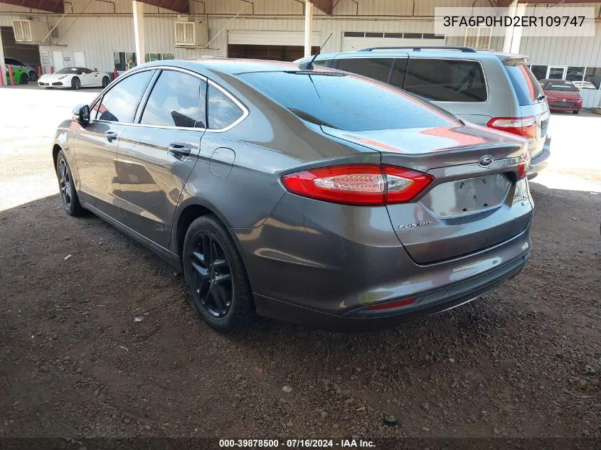 2014 Ford Fusion Se VIN: 3FA6P0HD2ER109747 Lot: 39878500