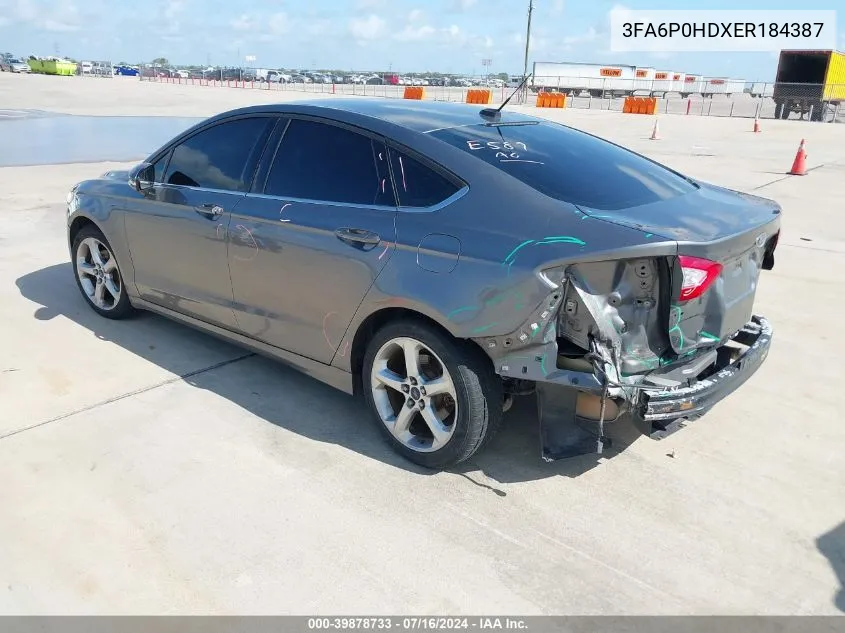 2014 Ford Fusion Se VIN: 3FA6P0HDXER184387 Lot: 39878733