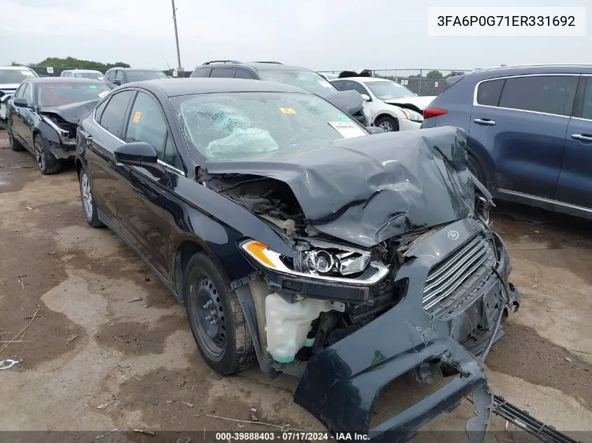 3FA6P0G71ER331692 2014 Ford Fusion S