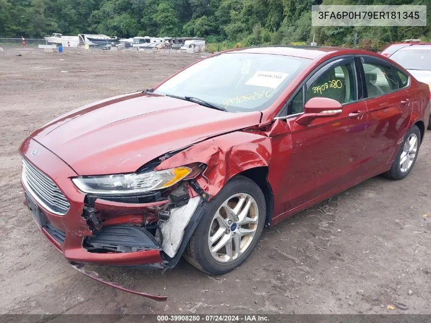 2014 Ford Fusion Se VIN: 3FA6P0H79ER181345 Lot: 39908280