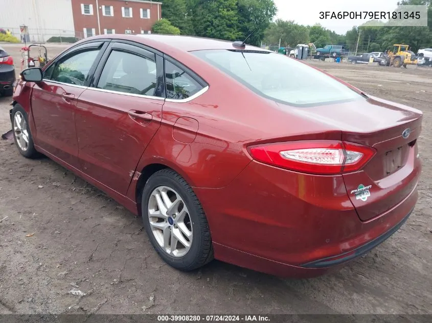 2014 Ford Fusion Se VIN: 3FA6P0H79ER181345 Lot: 39908280