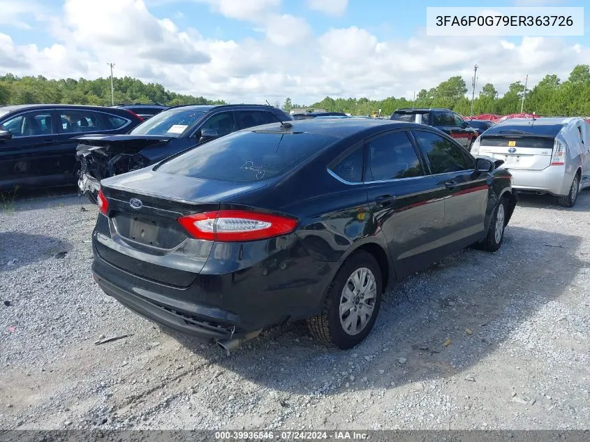 2014 Ford Fusion S VIN: 3FA6P0G79ER363726 Lot: 39936546