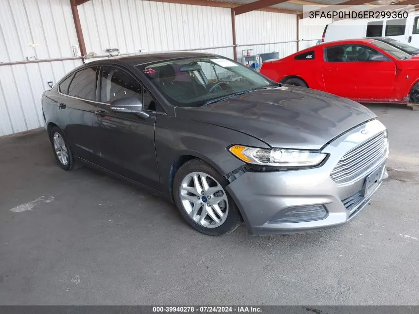 2014 Ford Fusion Se VIN: 3FA6P0HD6ER299360 Lot: 39940278