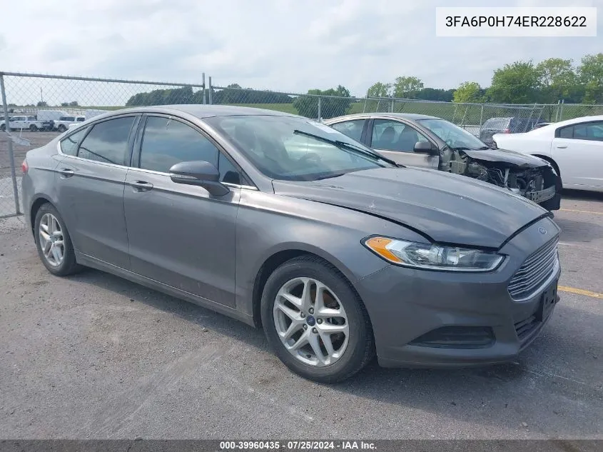 2014 Ford Fusion Se VIN: 3FA6P0H74ER228622 Lot: 39960435