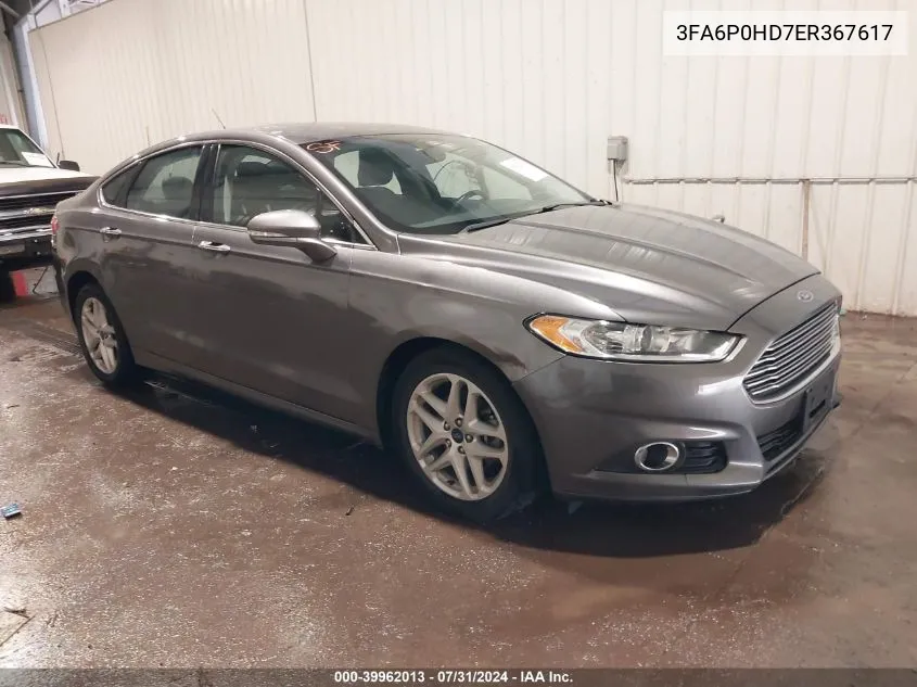 2014 Ford Fusion Se VIN: 3FA6P0HD7ER367617 Lot: 39962013