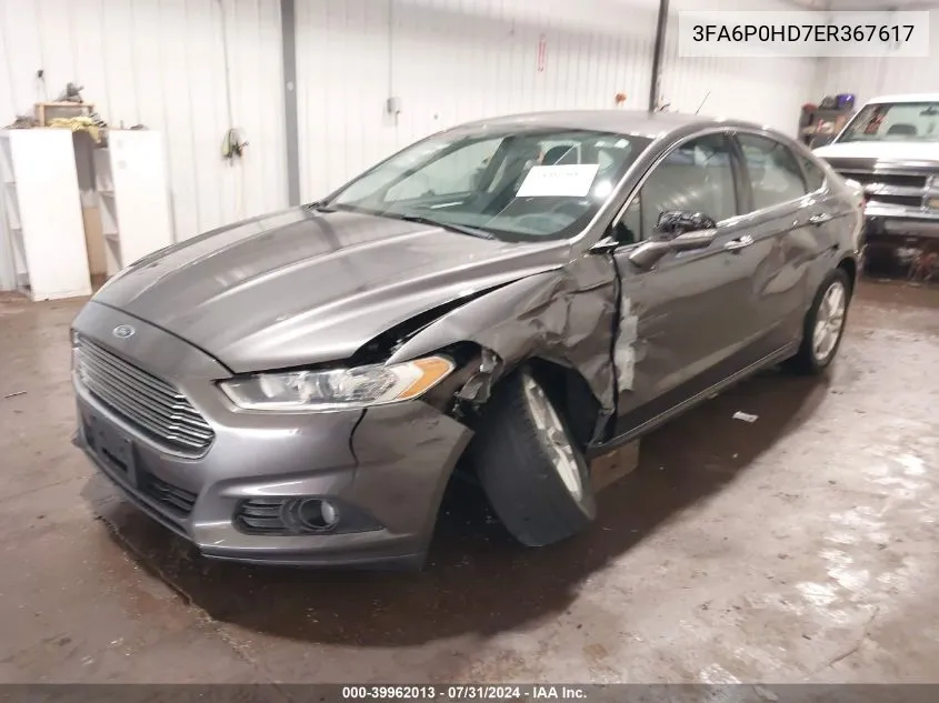 2014 Ford Fusion Se VIN: 3FA6P0HD7ER367617 Lot: 39962013