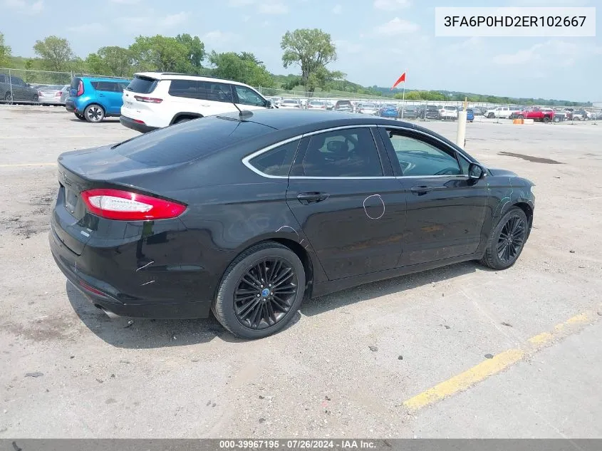 2014 Ford Fusion Se VIN: 3FA6P0HD2ER102667 Lot: 39967195