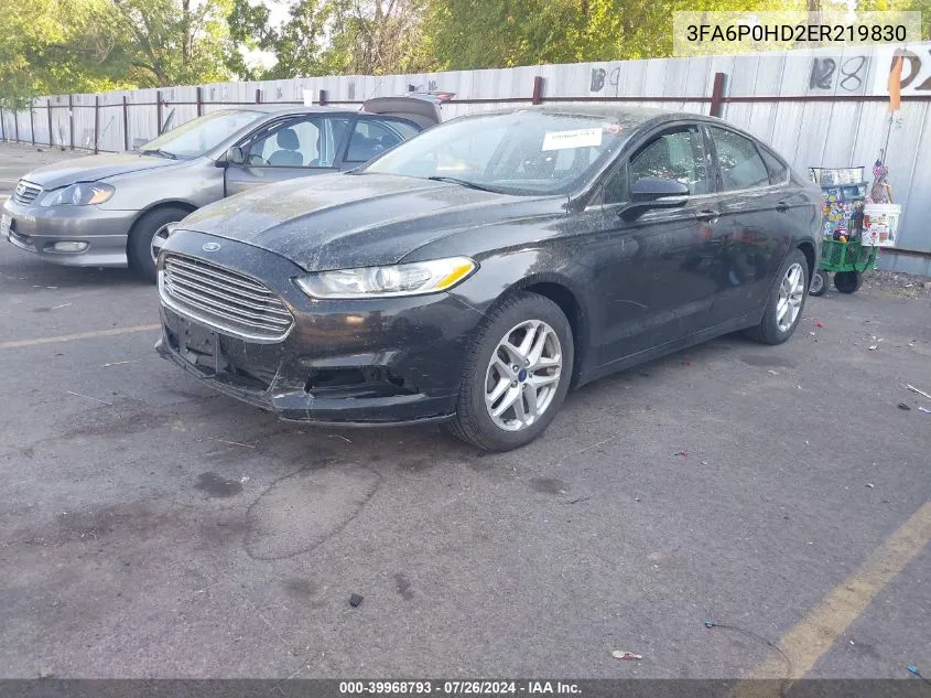 2014 Ford Fusion Se VIN: 3FA6P0HD2ER219830 Lot: 39968793