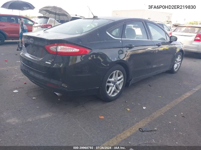 2014 Ford Fusion Se VIN: 3FA6P0HD2ER219830 Lot: 39968793