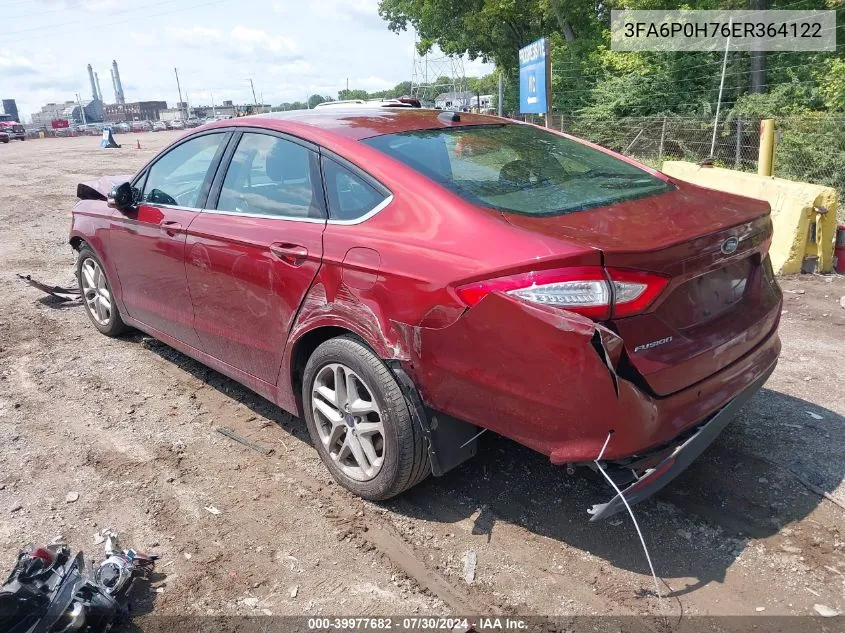 2014 Ford Fusion Se VIN: 3FA6P0H76ER364122 Lot: 39977682