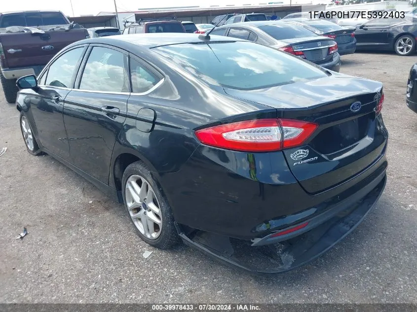 2014 Ford Fusion Se VIN: 1FA6P0H77E5392403 Lot: 39978433