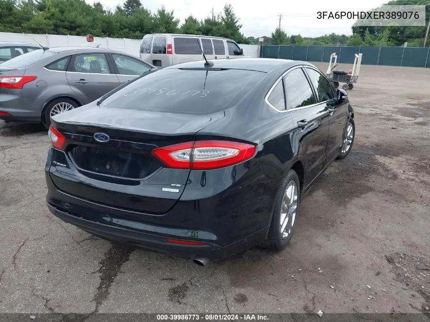 2014 Ford Fusion Se VIN: 3FA6P0HDXER389076 Lot: 39986773