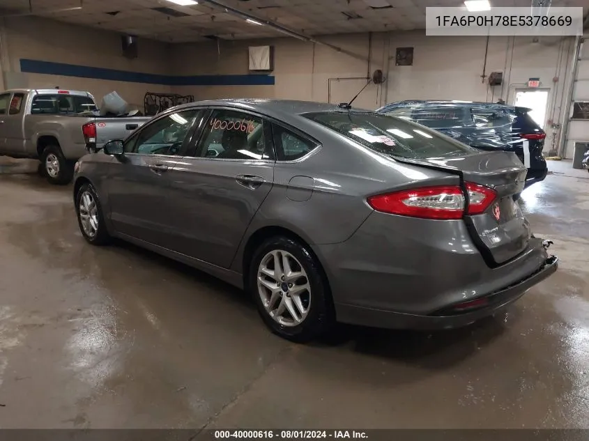 2014 Ford Fusion Se VIN: 1FA6P0H78E5378669 Lot: 40000616