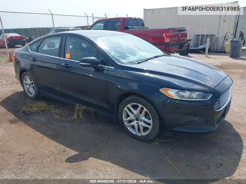 3FA6P0HD0ER318985 2014 Ford Fusion Se