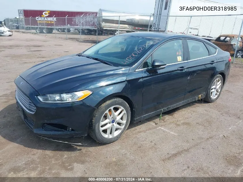 3FA6P0HD0ER318985 2014 Ford Fusion Se