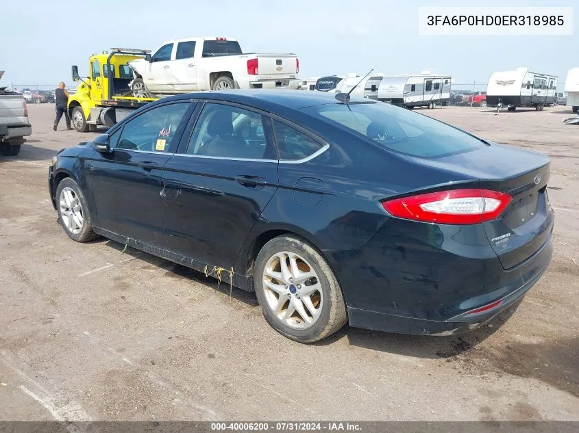 3FA6P0HD0ER318985 2014 Ford Fusion Se