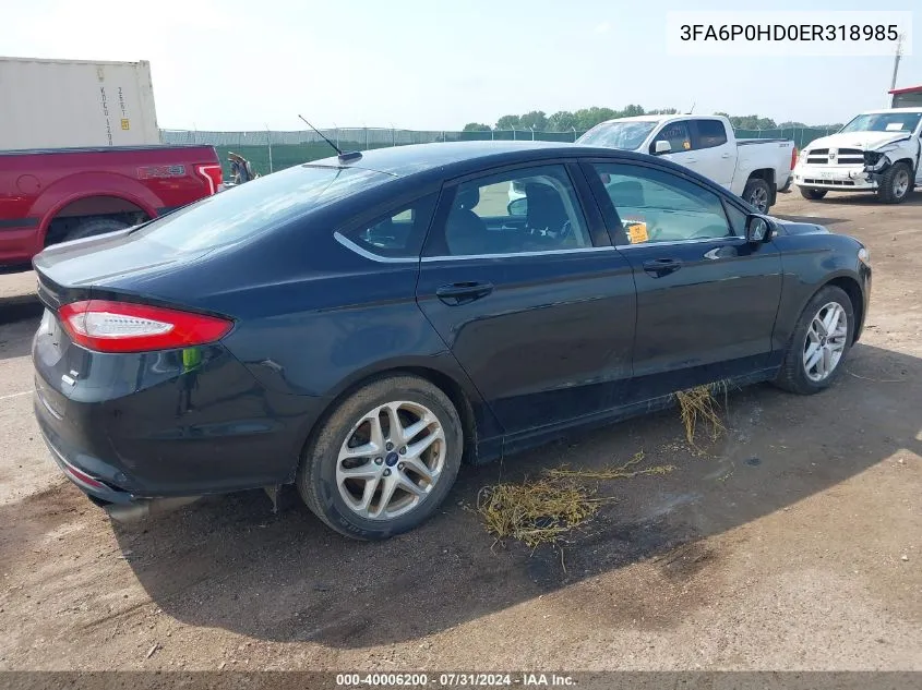 3FA6P0HD0ER318985 2014 Ford Fusion Se