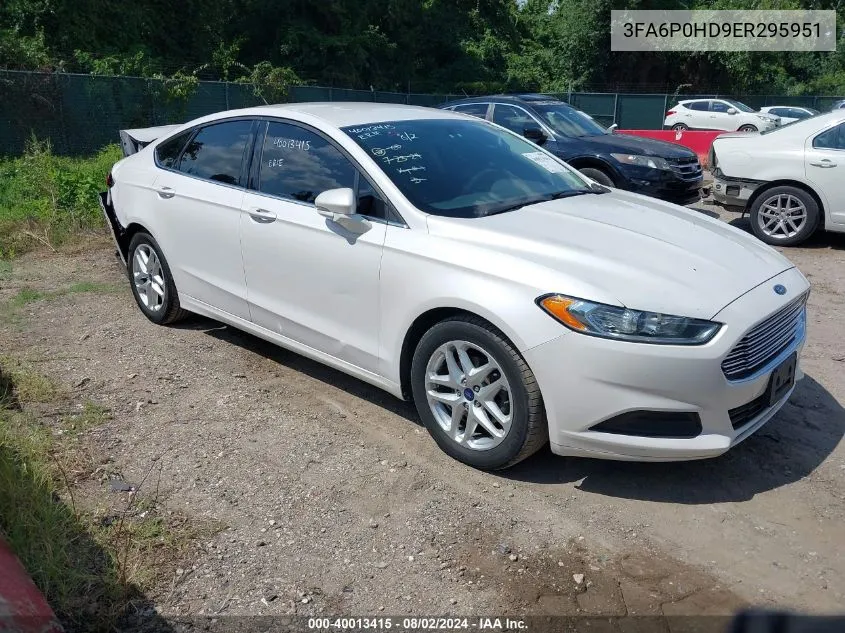 2014 Ford Fusion Se VIN: 3FA6P0HD9ER295951 Lot: 40013415