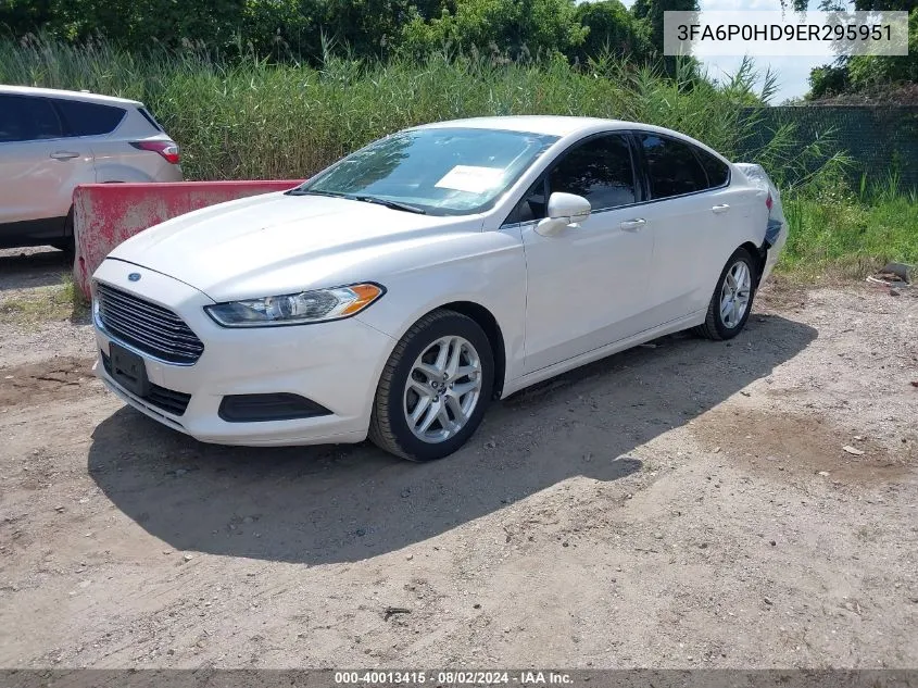 2014 Ford Fusion Se VIN: 3FA6P0HD9ER295951 Lot: 40013415