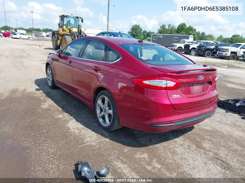 2014 Ford Fusion Se VIN: 1FA6P0HD6E5385108 Lot: 40020684