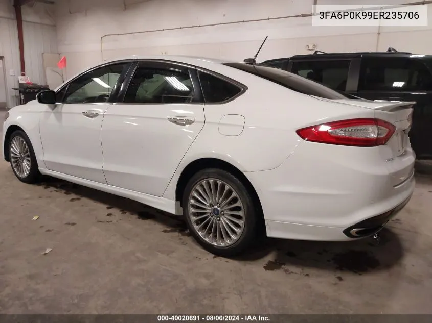 2014 Ford Fusion Titanium VIN: 3FA6P0K99ER235706 Lot: 40020691