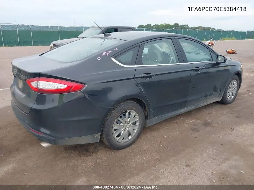 2014 Ford Fusion S VIN: 1FA6P0G70E5384418 Lot: 40027484