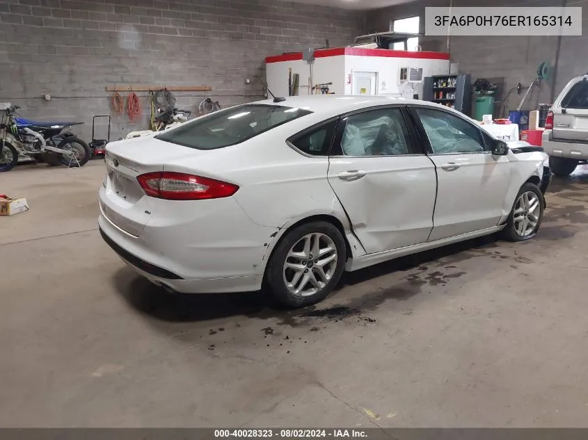 3FA6P0H76ER165314 2014 Ford Fusion Se