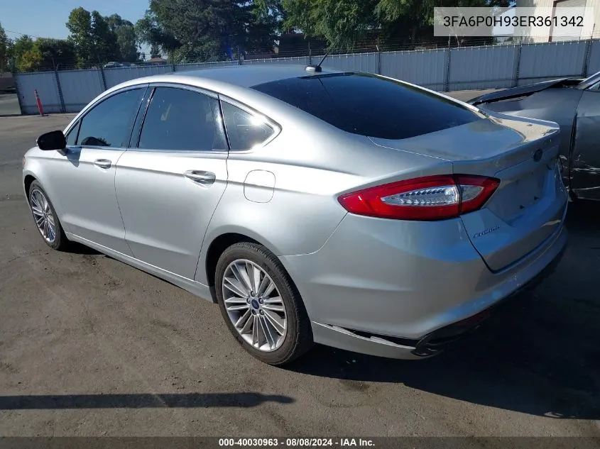 2014 Ford Fusion Se VIN: 3FA6P0H93ER361342 Lot: 40030963